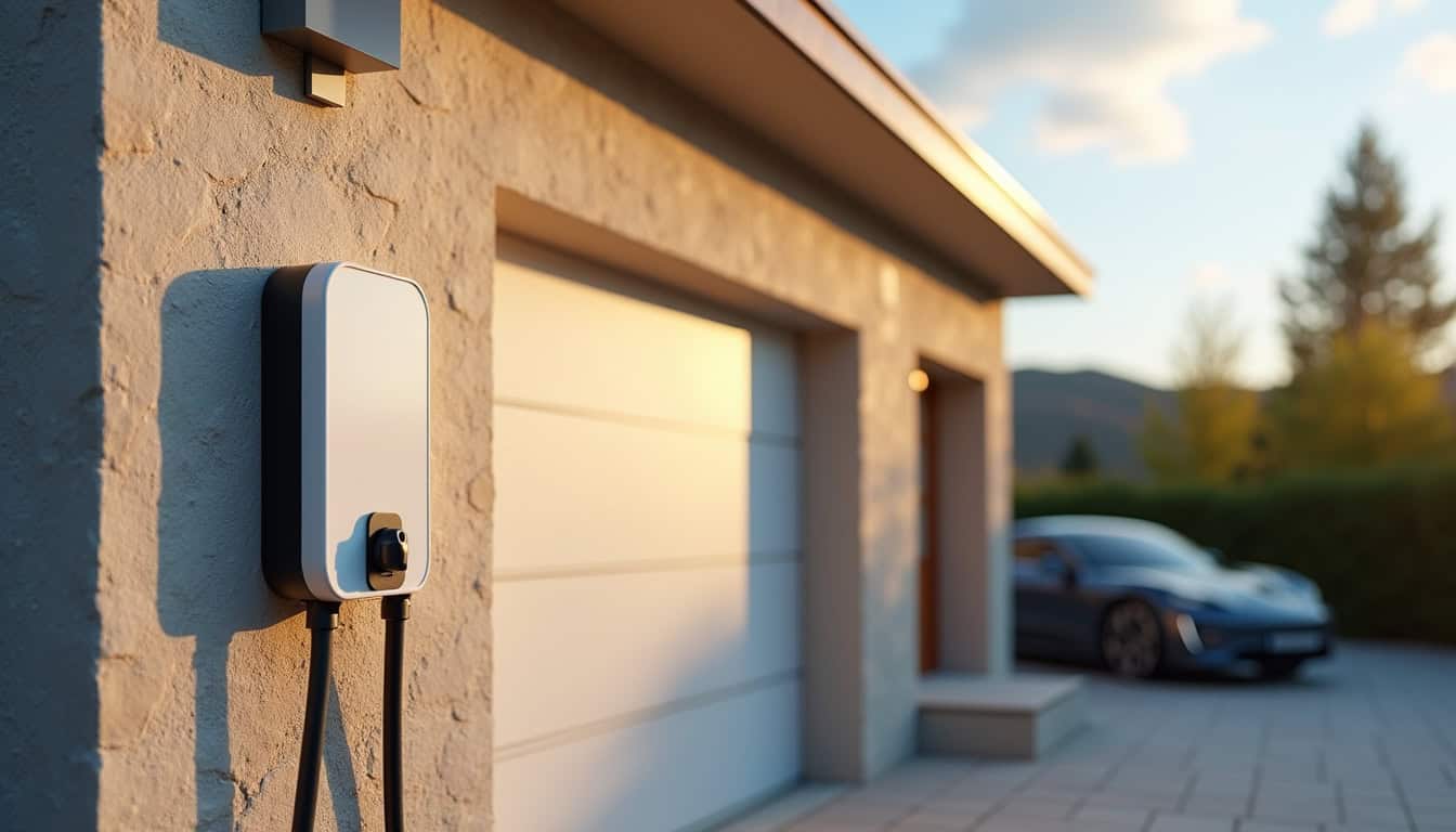 Installation d'une borne de recharge murale à l'extérieur d'une maison à Villabé