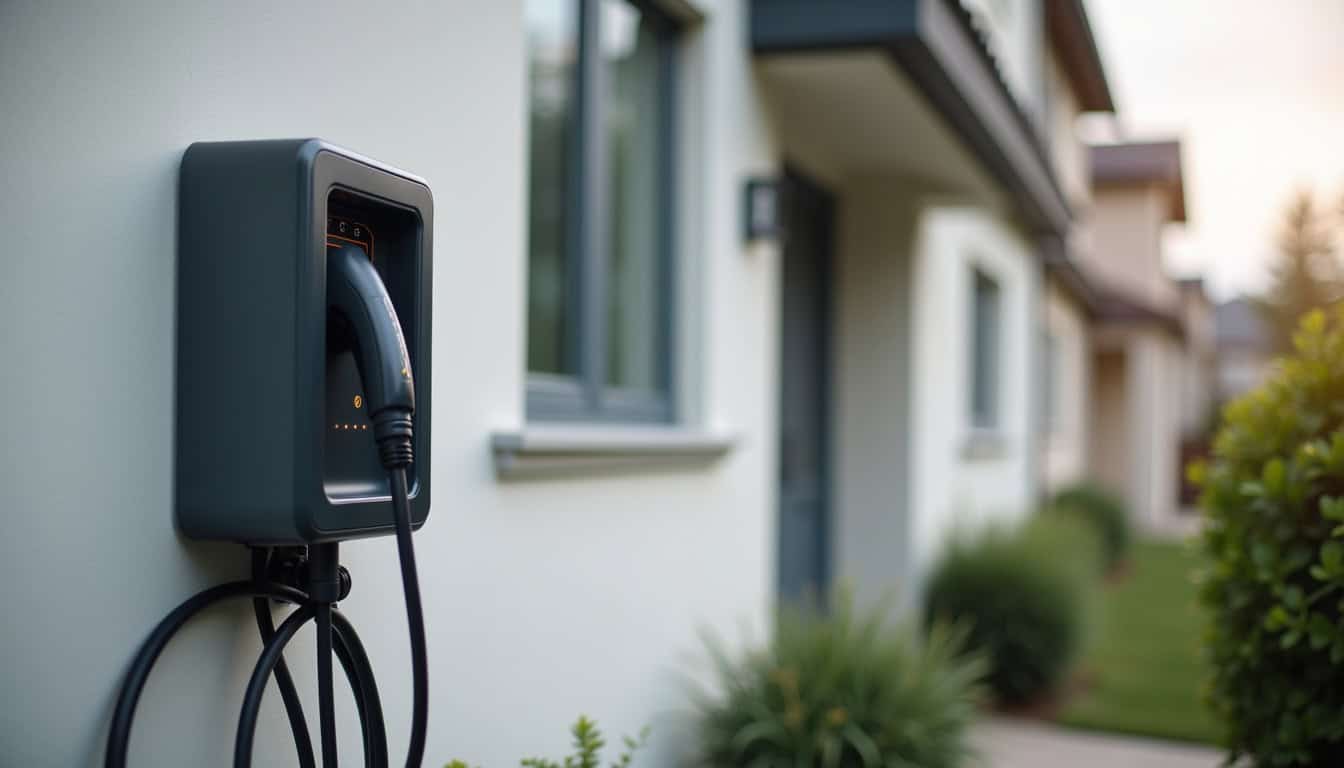 Installation d'une borne de recharge murale à l'extérieur d'une maison