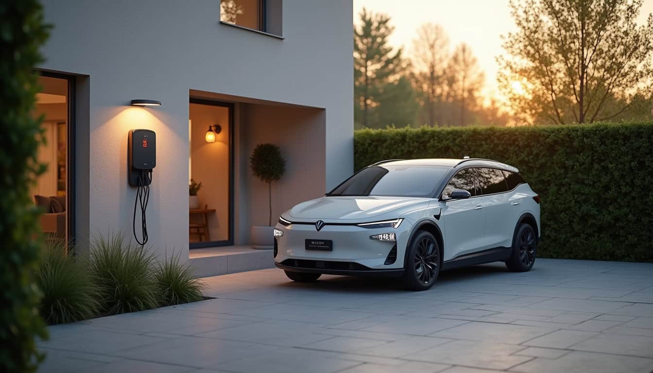 Installation d'une borne de recharge murale à Maubec près d'un véhicule électrique