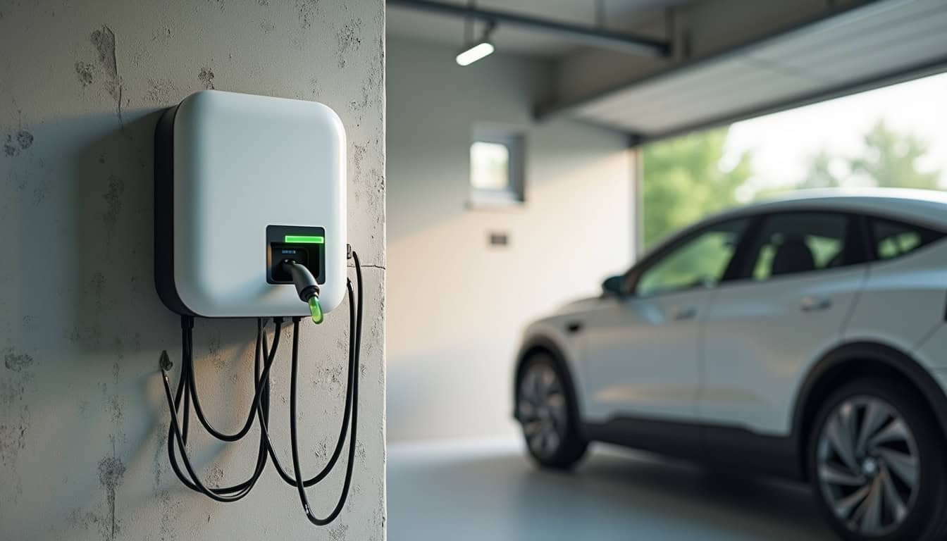 Installation d'une borne de recharge murale dans un garage à Petit-Noir