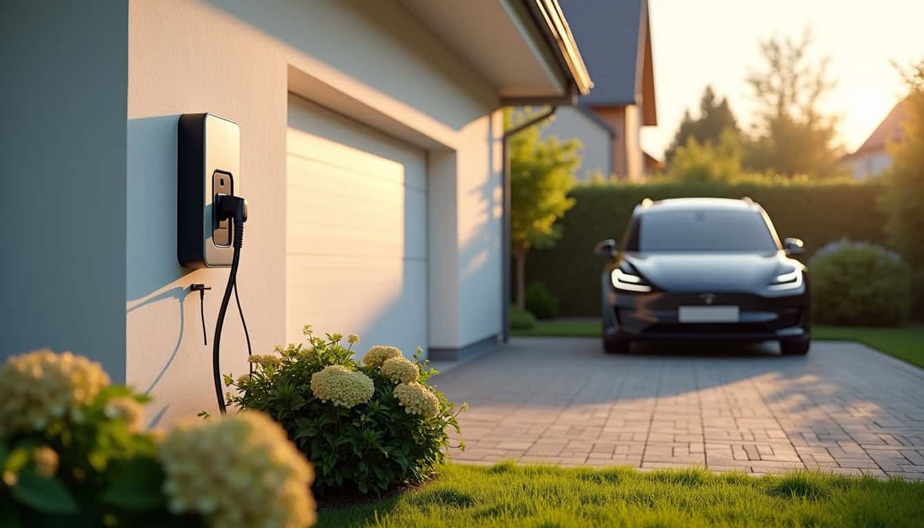Installation d'une borne de recharge murale devant une maison à Cerelles