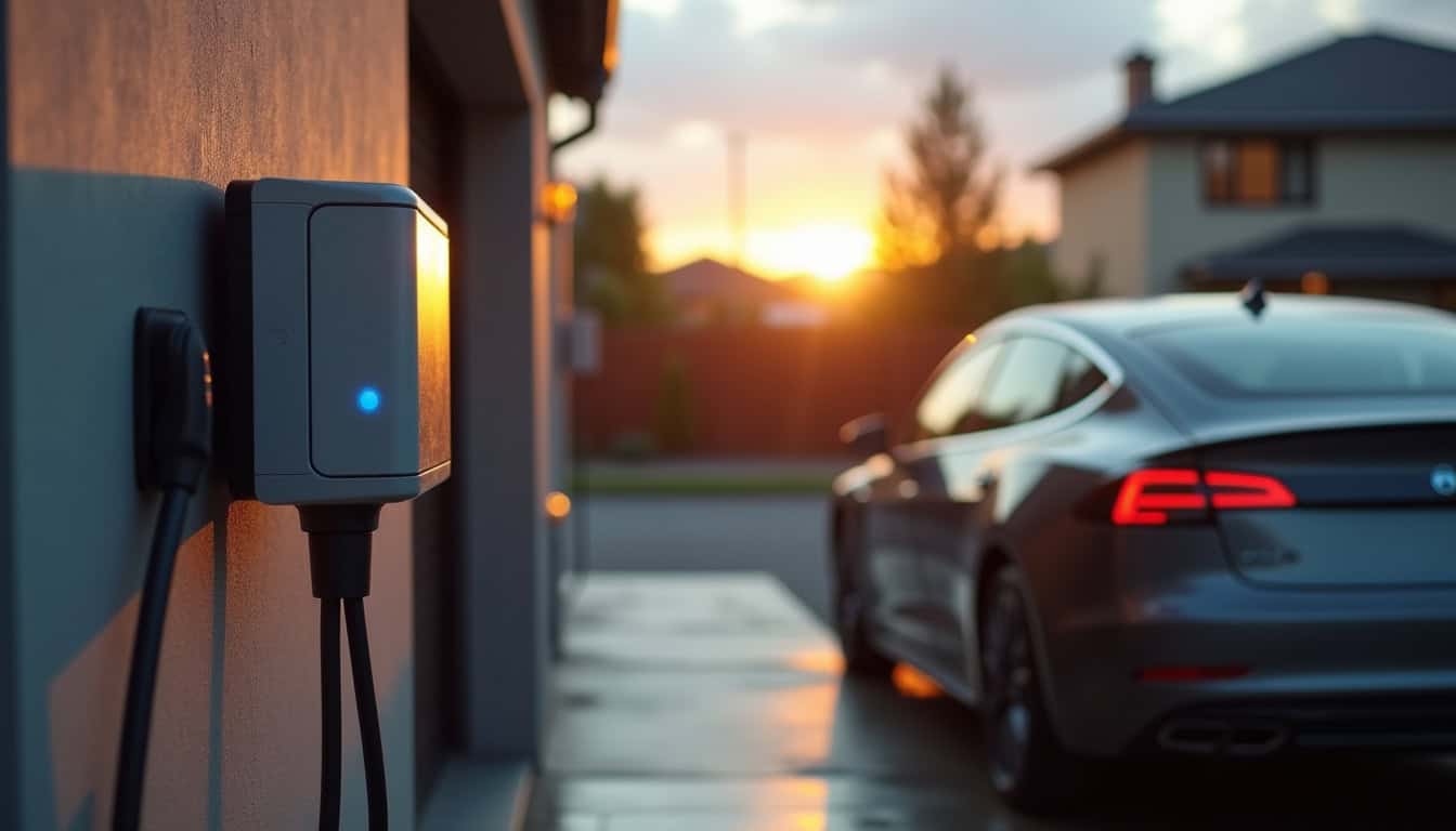 Installation d'une borne de recharge murale en extérieur près d'un garage