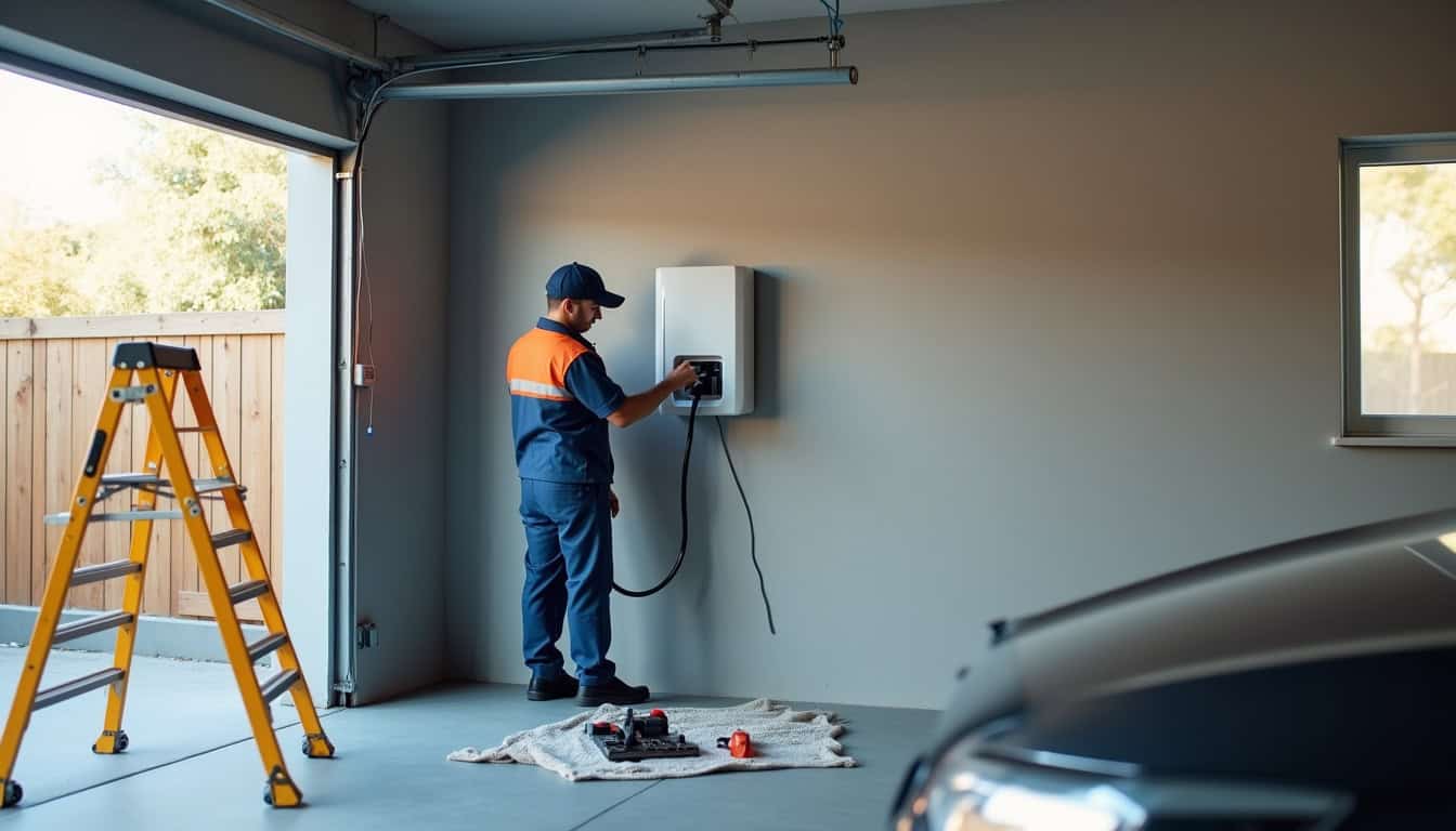Installation d'une borne de recharge murale par un électricien qualifié IRVE