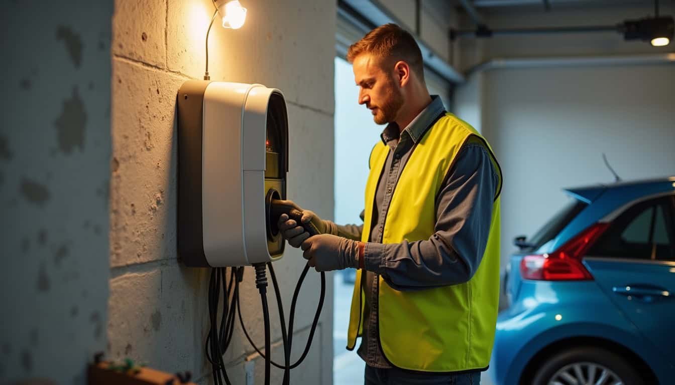 Installation d'une borne de recharge murale par un professionnel