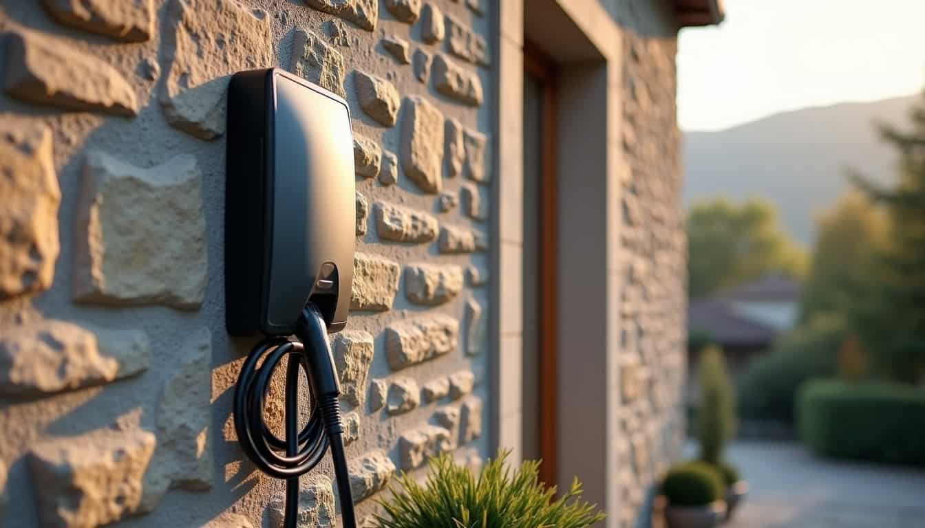 Installation d'une borne de recharge murale sur la façade d'une maison individuelle au Puy-en-Velay