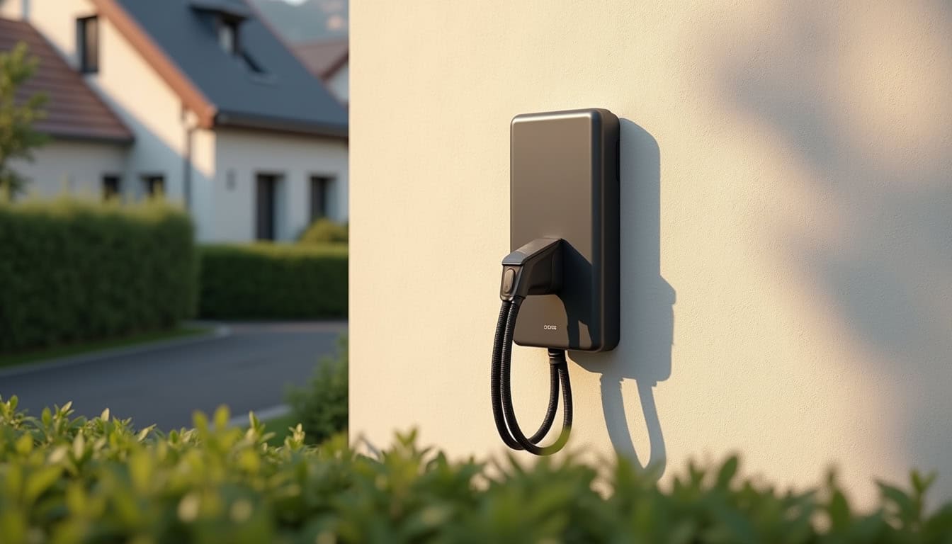 Installation d'une borne de recharge murale sur le mur d'une maison à Courdimanche
