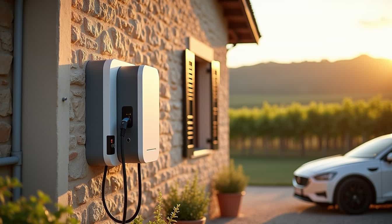 Installation d'une borne de recharge murale sur un mur extérieur à Saint-Péray