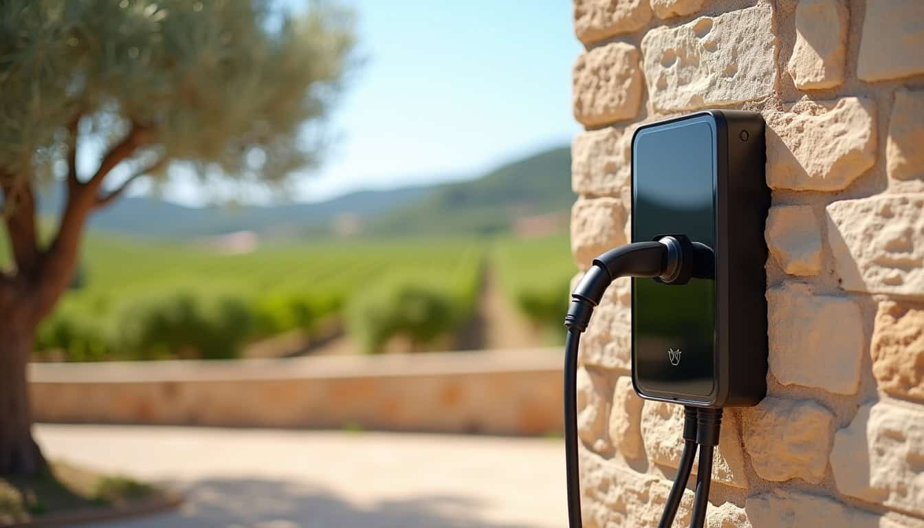 Installation d'une borne de recharge murale sur un mur extérieur à Sauvian