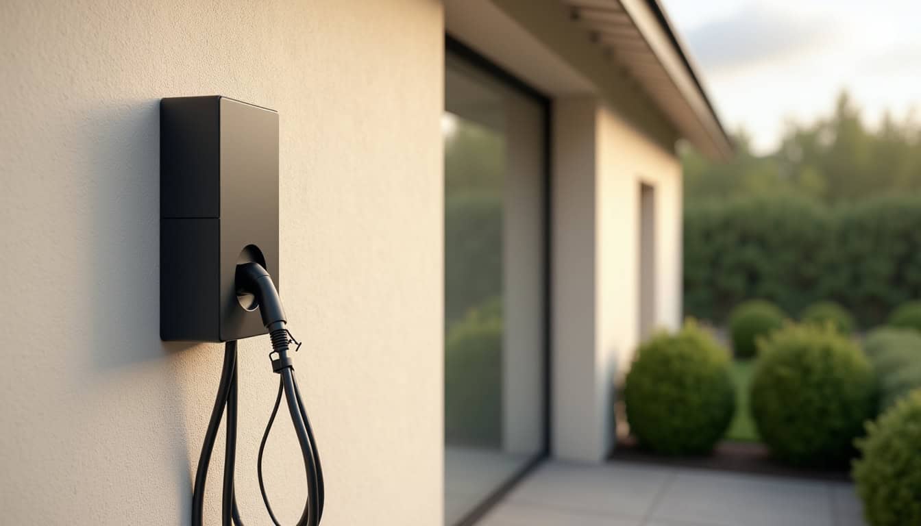 Installation d'une borne de recharge murale sur un mur extérieur d'une maison à Houilles