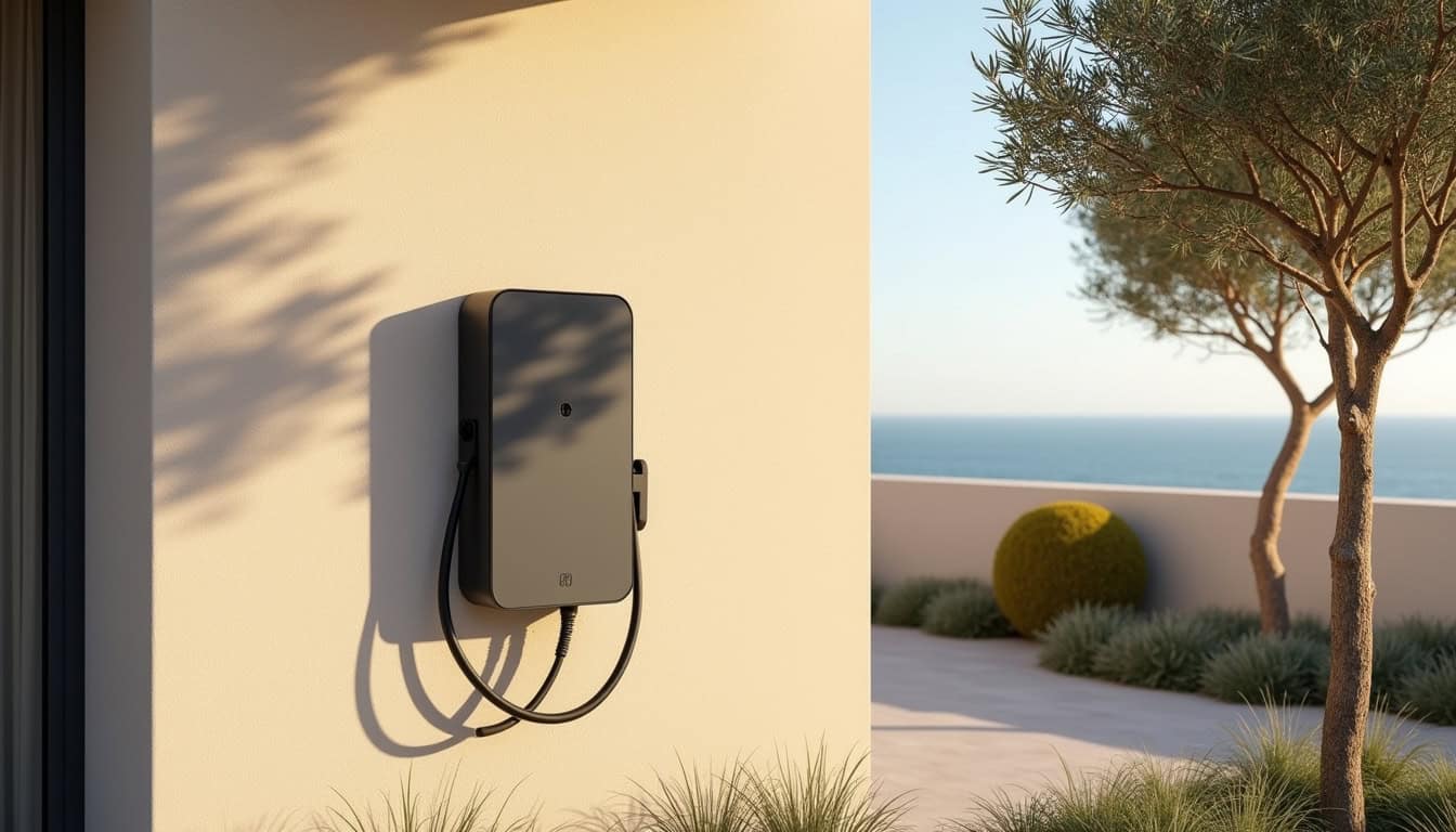 Installation d'une borne de recharge murale sur un mur extérieur d'une maison à Saint-Mandrier-sur-Mer