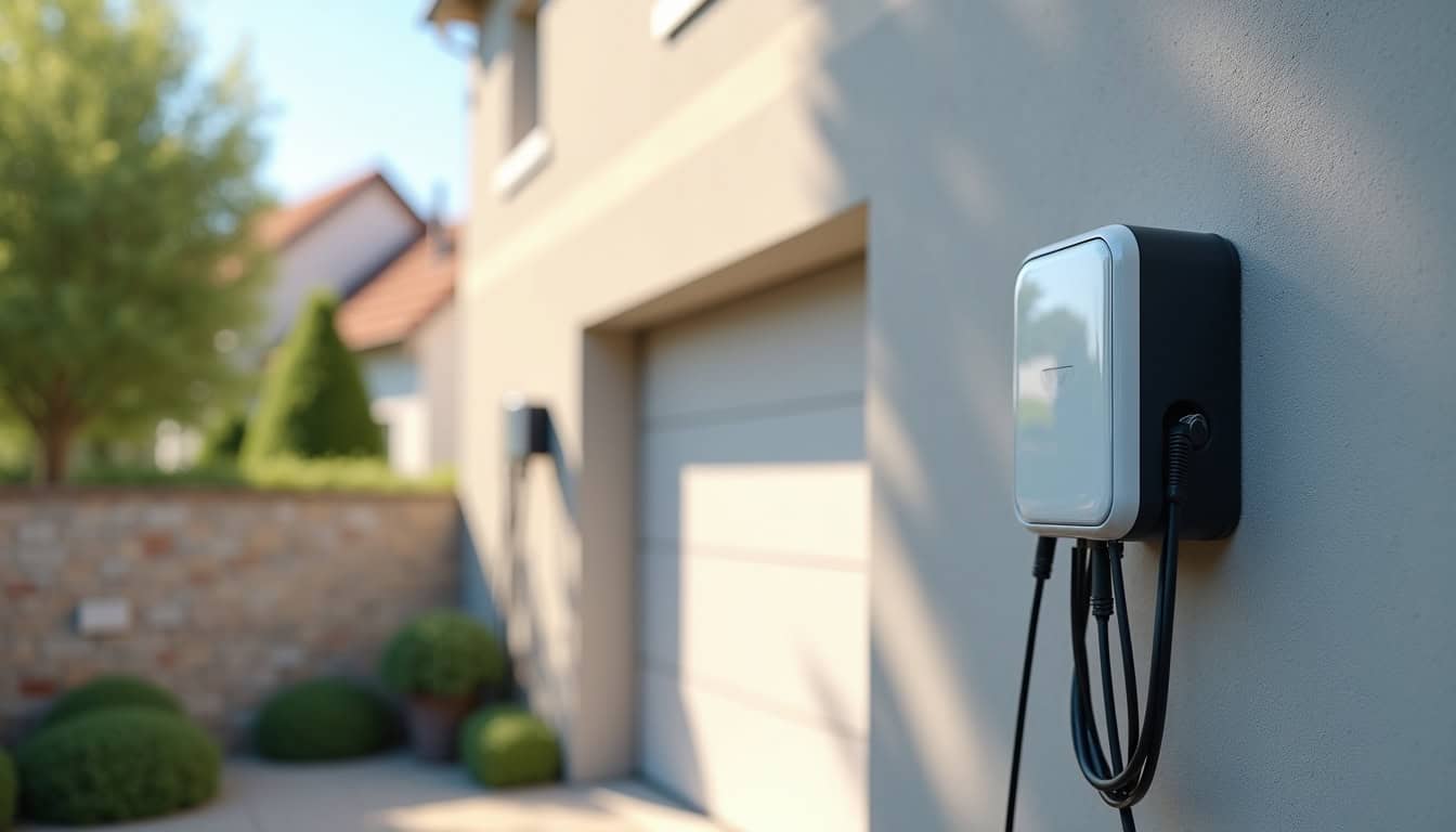 Installation d'une borne de recharge murale sur une façade de maison à Cérilly