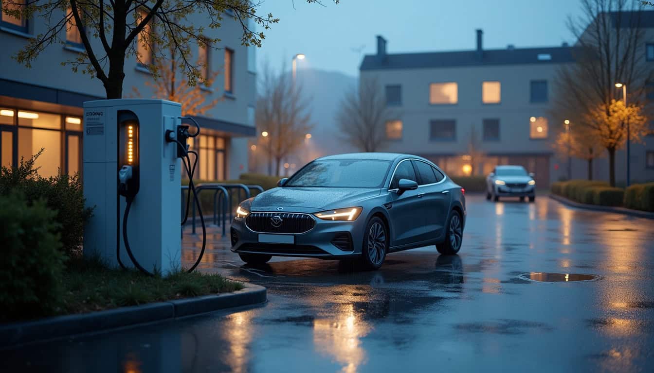 Installation d'une borne de recharge pour véhicules électriques sur un parking d'entreprise à Châteaubriant