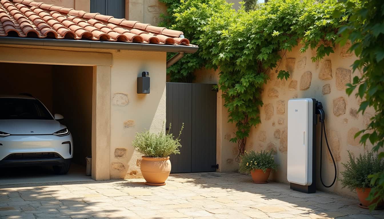 Installation d'une borne de recharge près d'un garage à Estissac