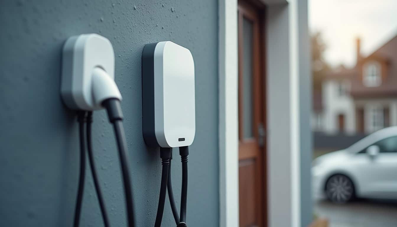 Installation d'une borne de recharge sur la façade d'une maison individuelle à Grande-Synthe