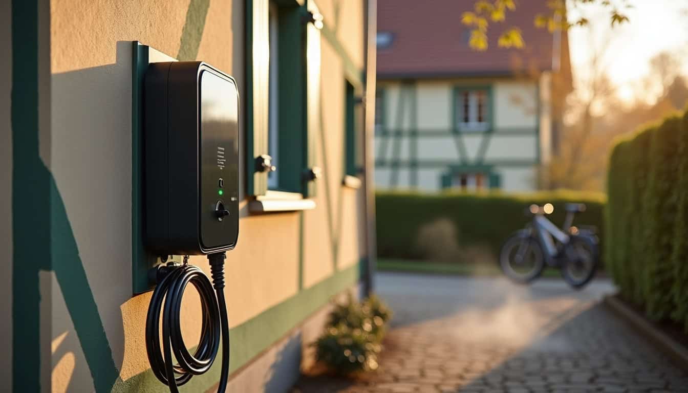 Installation d'une borne de recharge sur le mur d'une maison à Geudertheim