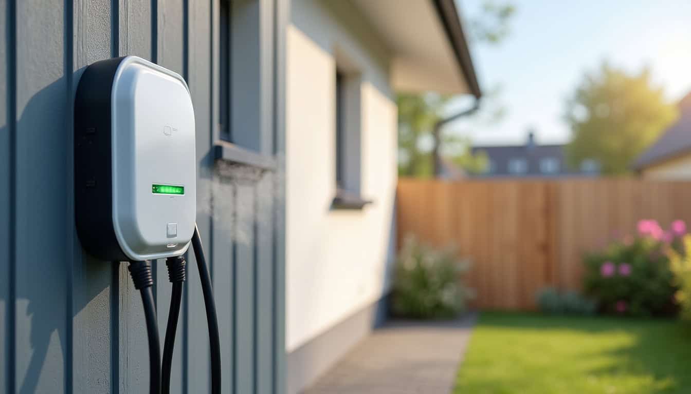 Installation d'une borne de recharge sur le mur d'une maison à Prissé
