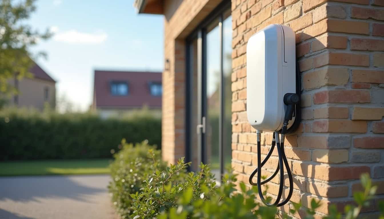 Installation d'une borne de recharge sur le mur d'une maison à Quesnoy-sur-Deûle