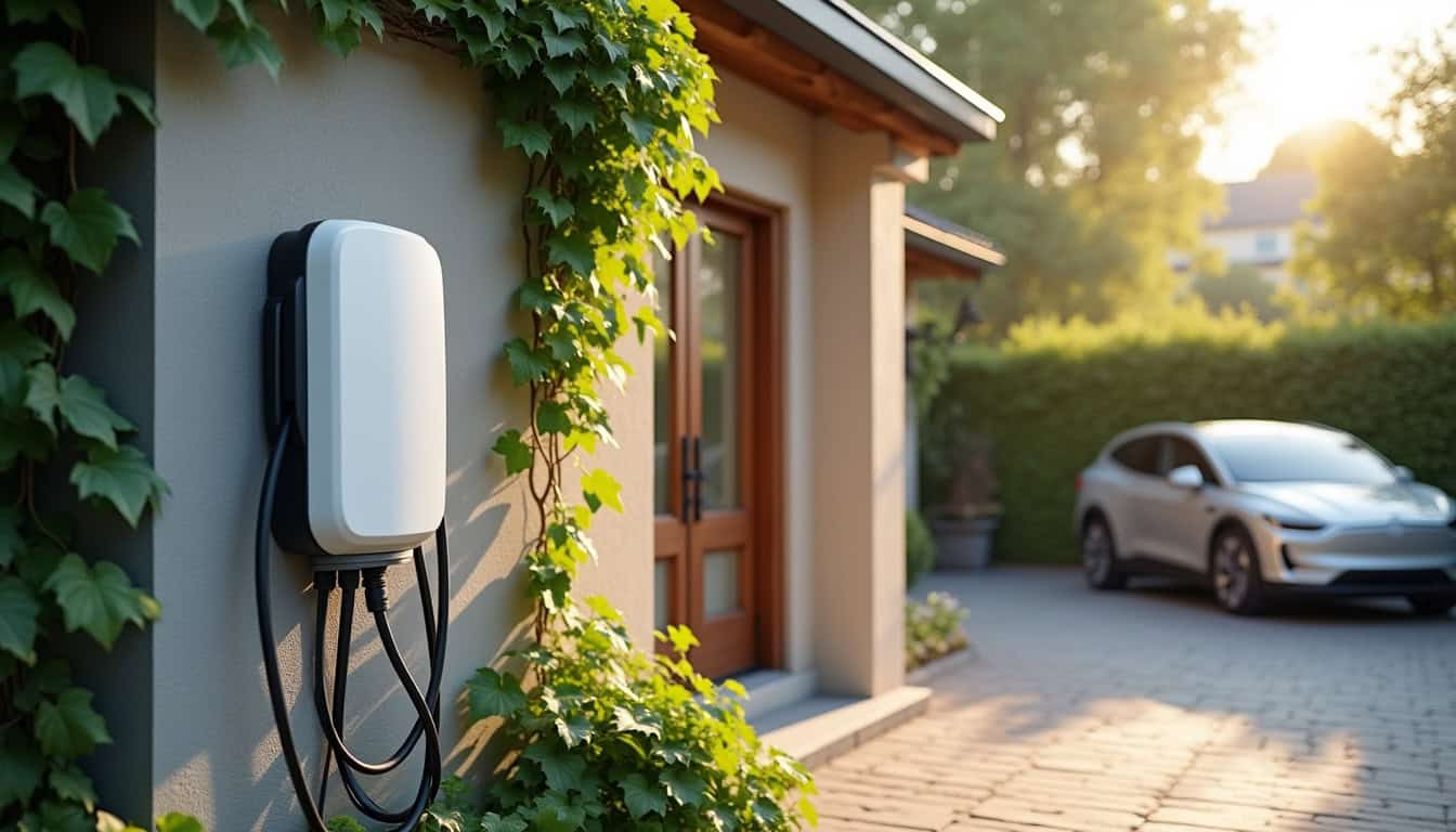 Installation d'une borne de recharge sur le mur d'une maison individuelle à Thomery