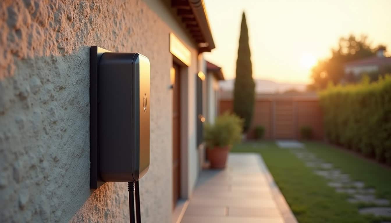 Installation d'une borne de recharge sur un mur extérieur d'une maison à Pezens