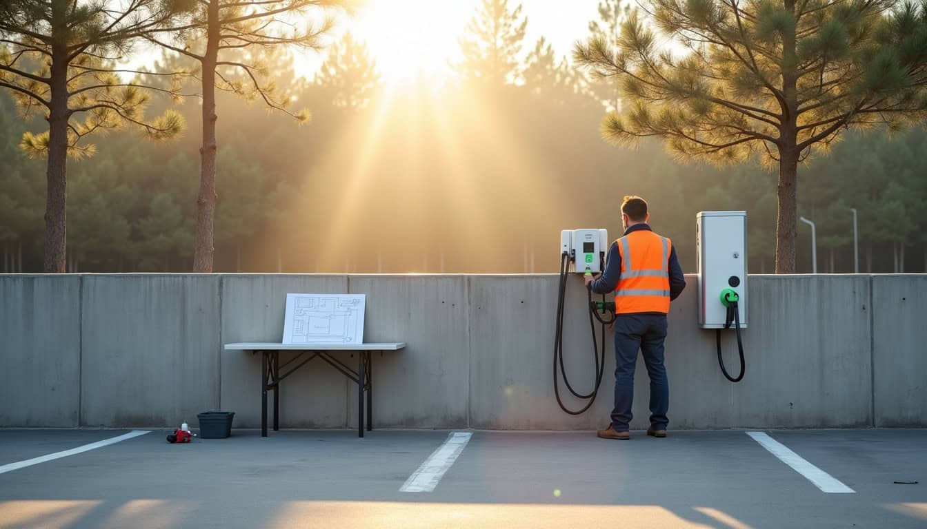 Installation d'une borne de recharge sur un parking d'entreprise à Le Thoronet
