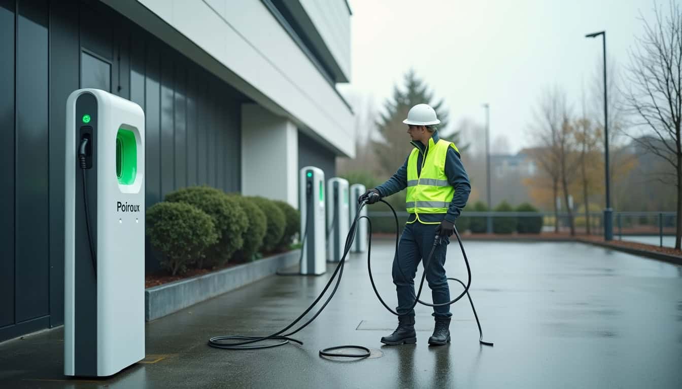 Installation d’une borne de recharge sur un parking d’entreprise à Poiroux