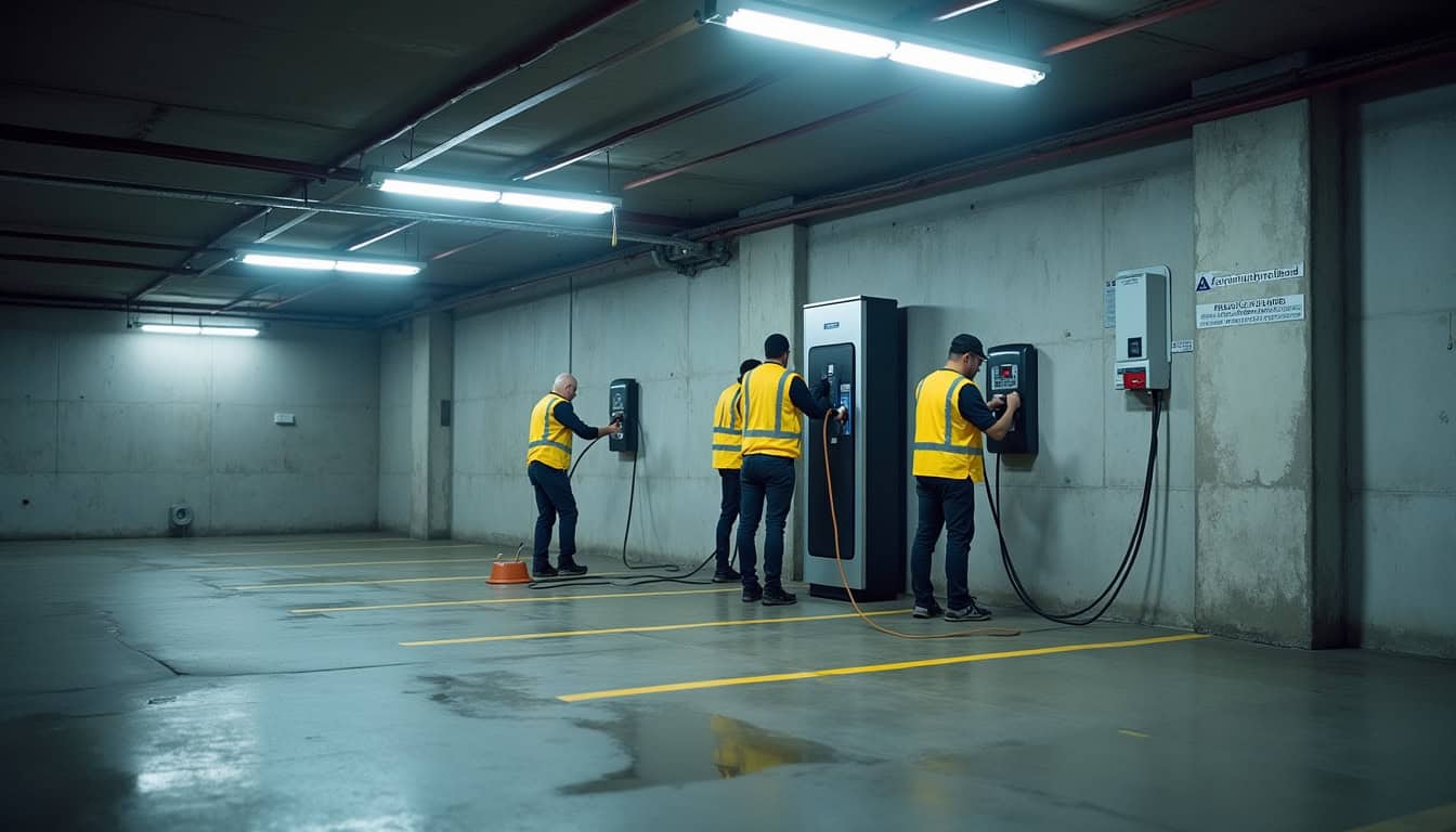 Installation d'une borne électrique dans un parking collectif à Saint-Martin-du-Mont