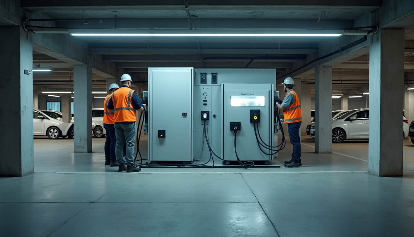 Installation d'une borne électrique dans un parking de copropriété à Armentières-en-Brie