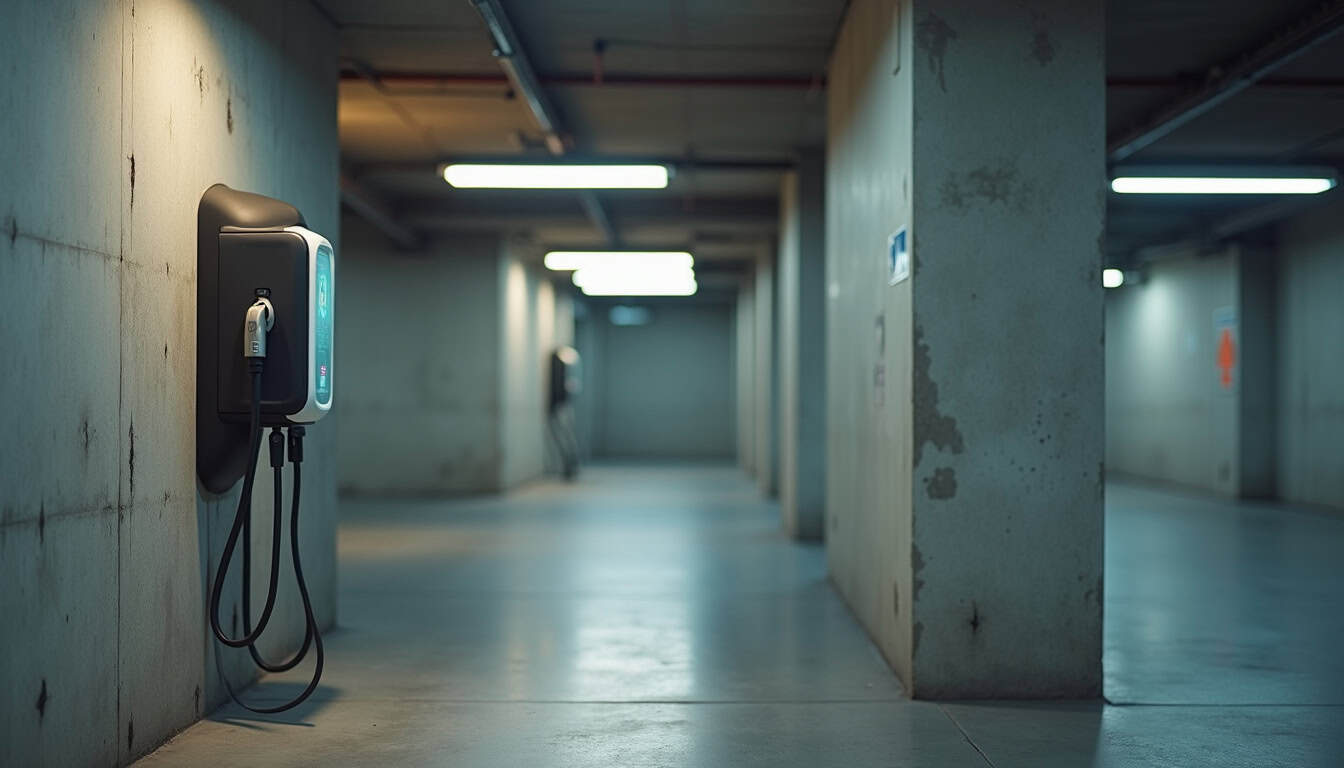 Installation d'une borne électrique dans un parking de copropriété à Morestel