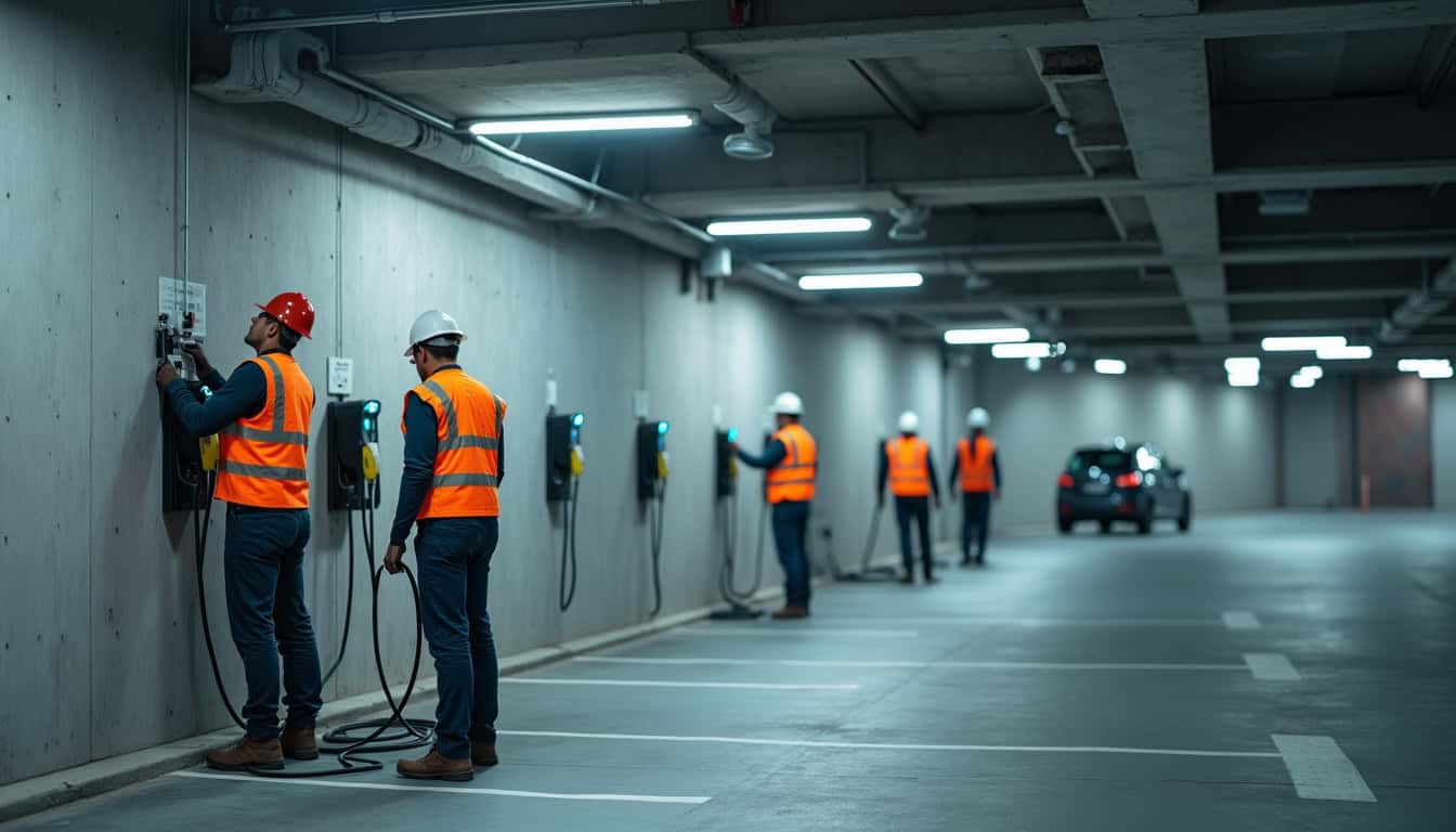 Installation d'une borne électrique dans un parking de copropriété