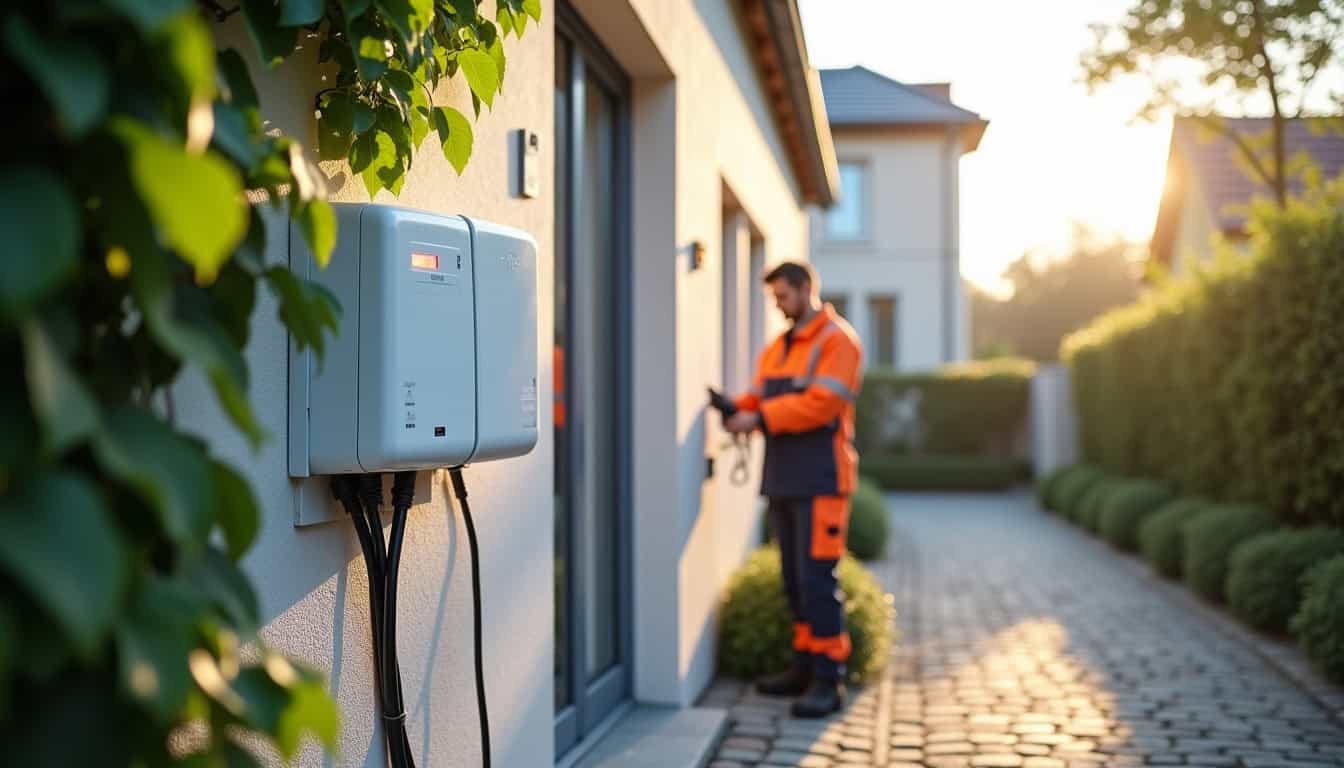 Installation d'une borne électrique de type Wallbox sur un mur extérieur à Harfleur