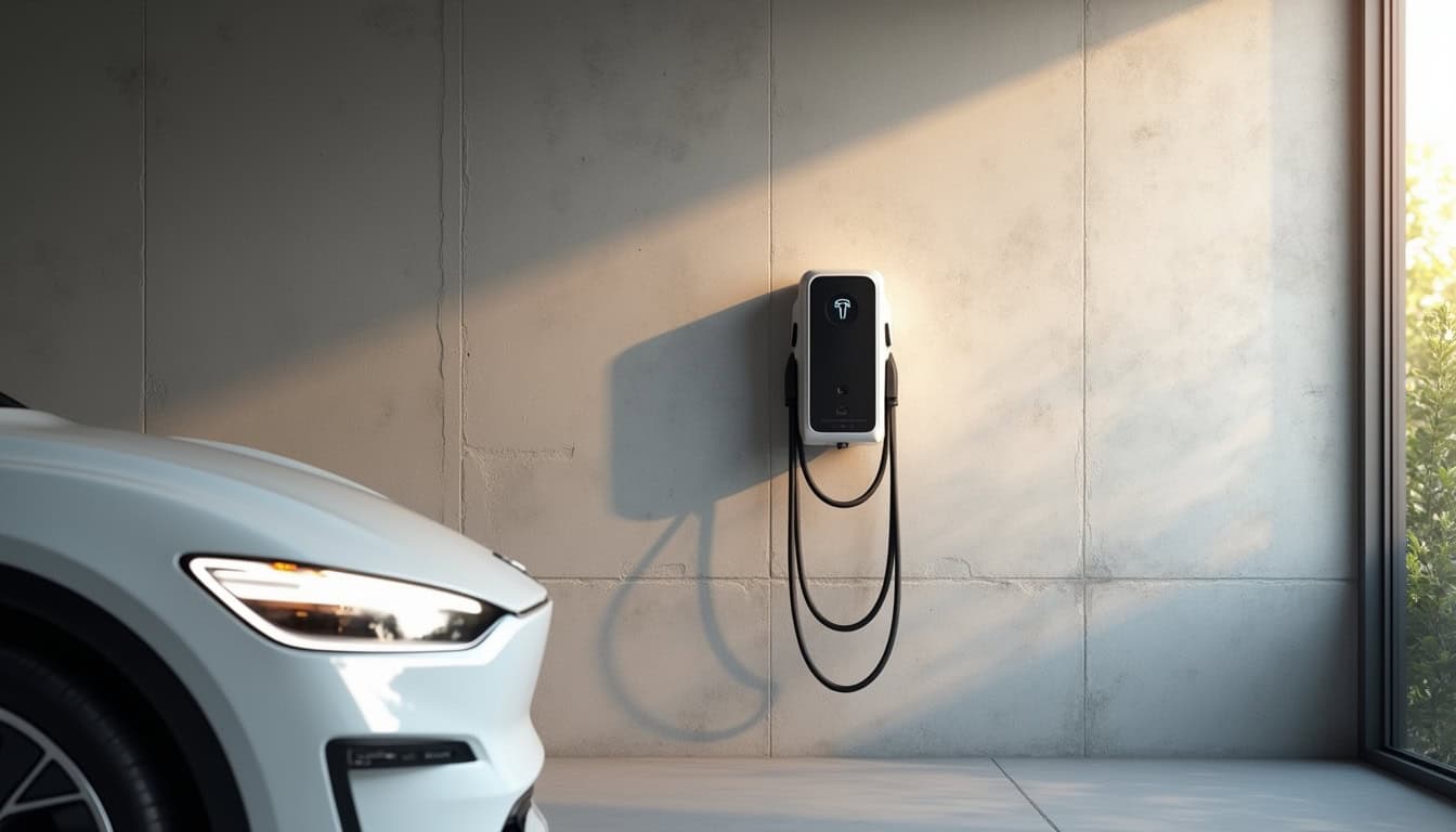 Installation d'une borne électrique murale dans un garage privé à Saint-Mathieu