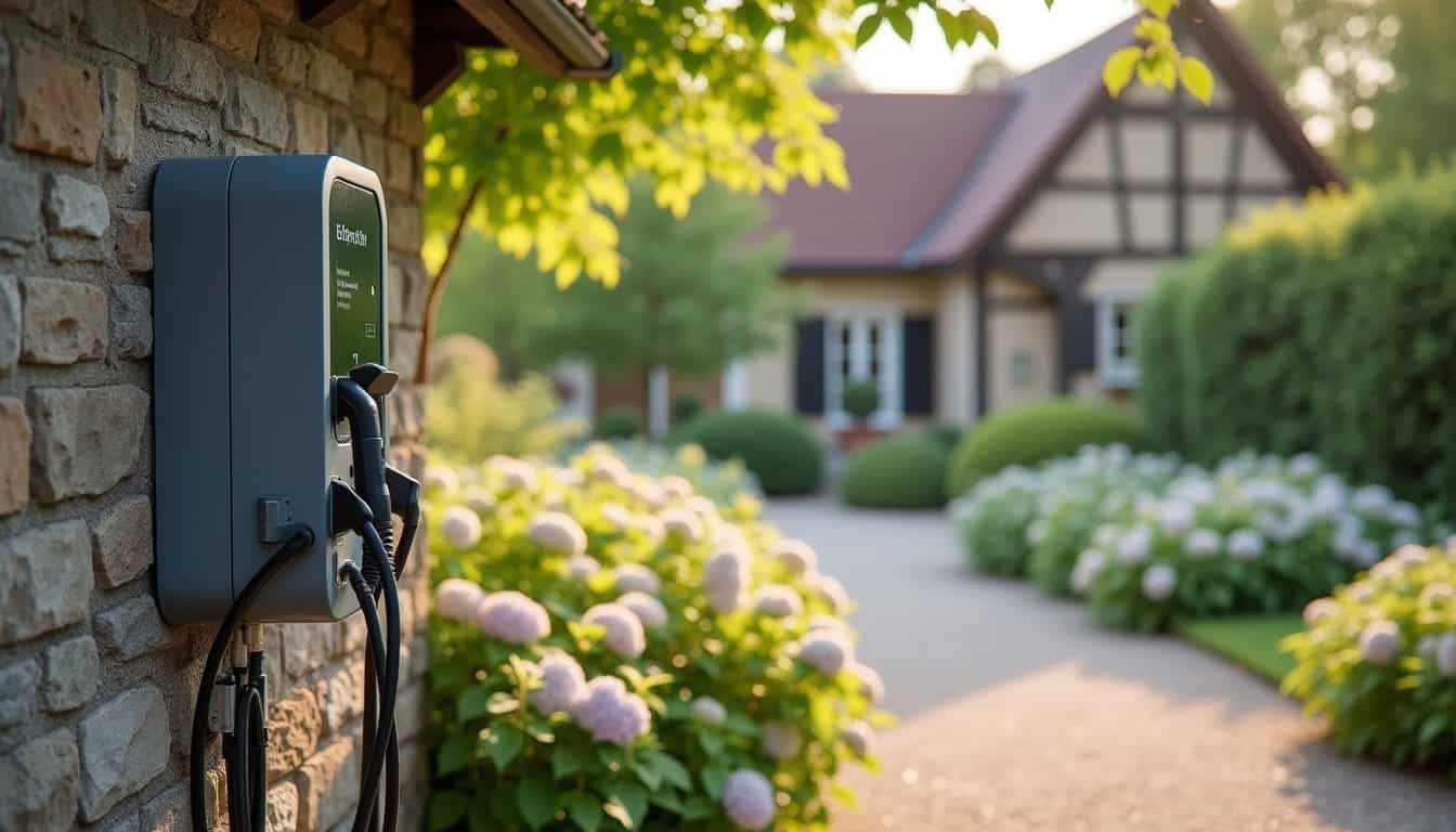 Installation d'une borne électrique murale dans un jardin à Le Thillot