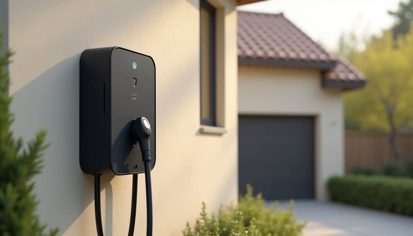 Installation d'une borne électrique murale sur la façade d'une maison à Bullion