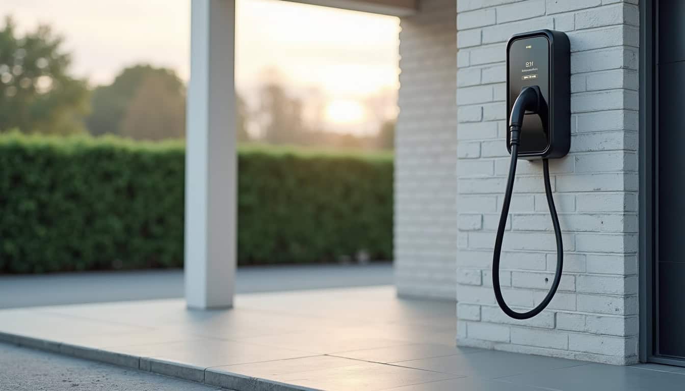 Installation d'une borne électrique murale sur un mur extérieur dans un garage