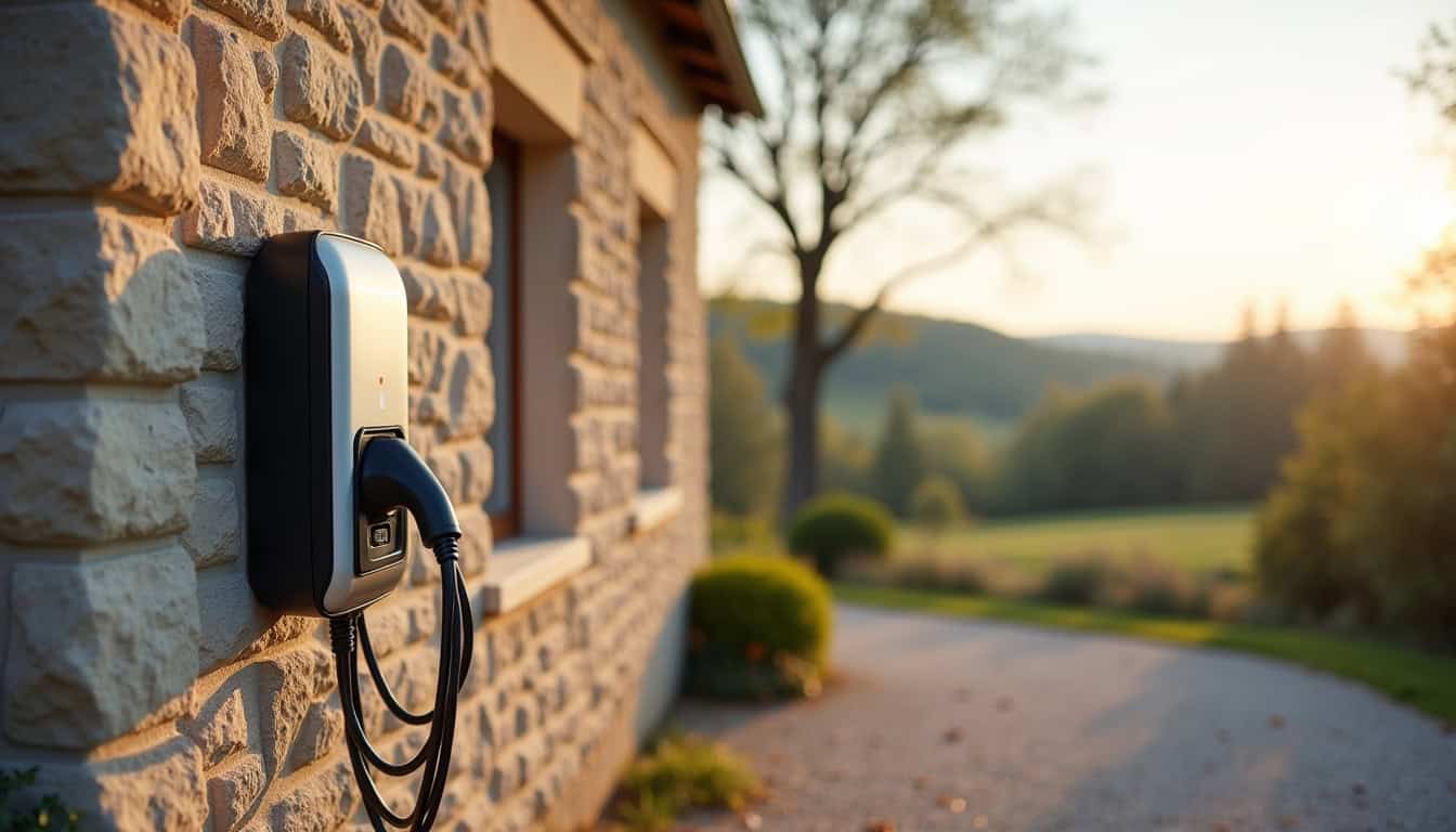 Installation d'une borne électrique sur un mur extérieur à Le Tallud