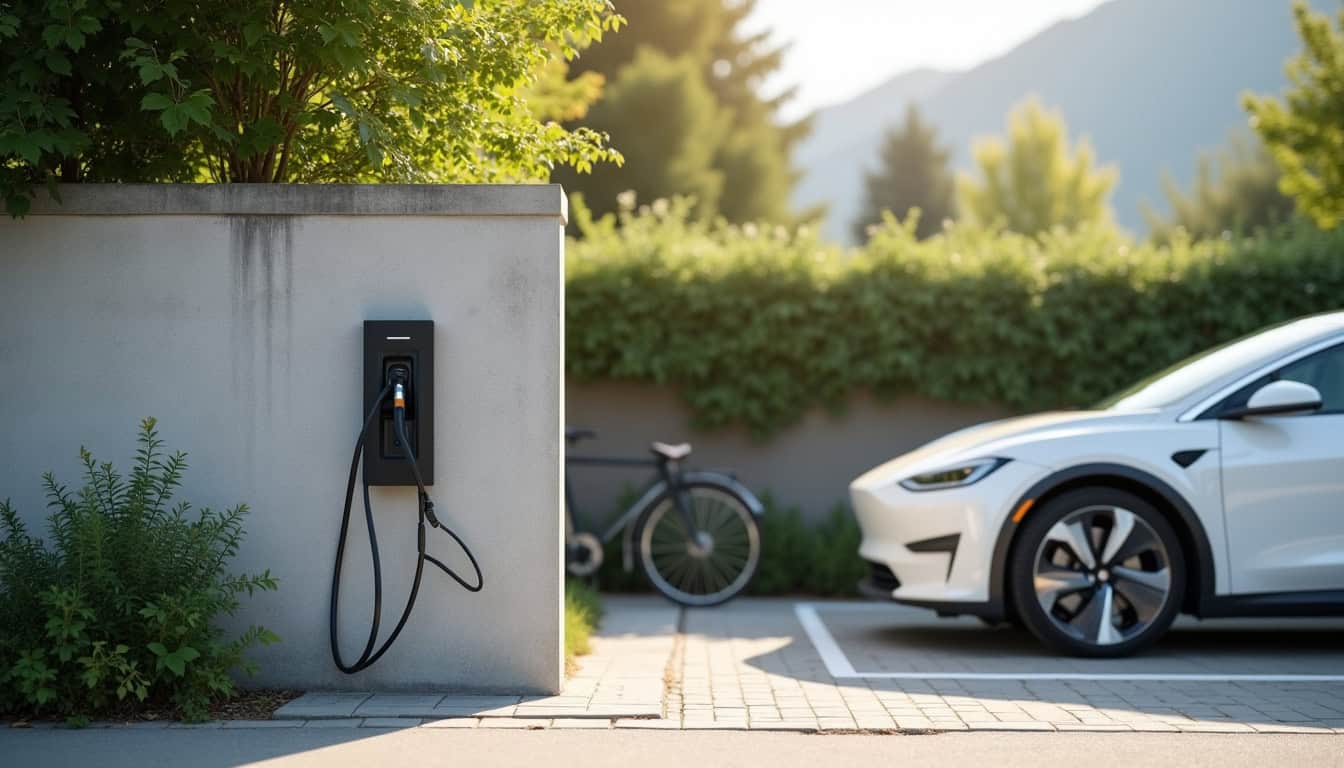 Installation d'une borne électrique sur un stationnement privé à Coublevie