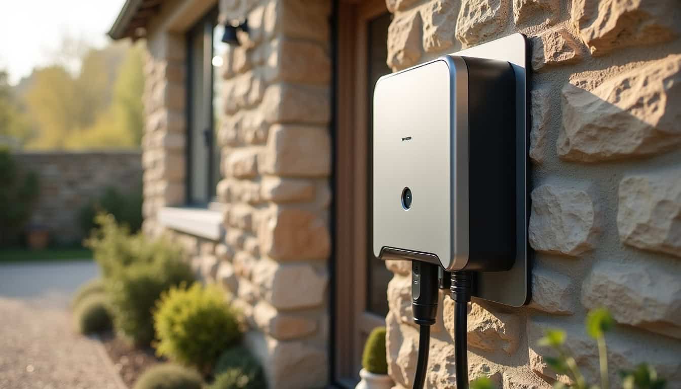 Installation d'une borne électrique sur une maison ancienne en pierre à Haybes