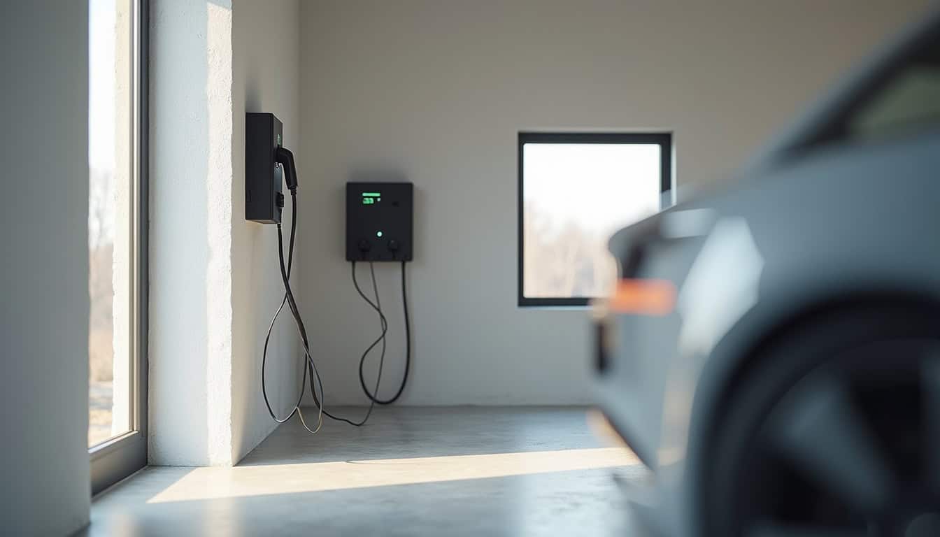 Installation d'une borne murale dans un garage domestique