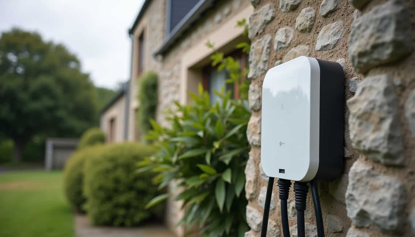 Installation d'une borne murale de recharge électrique à l'extérieur d'une maison à Plouay