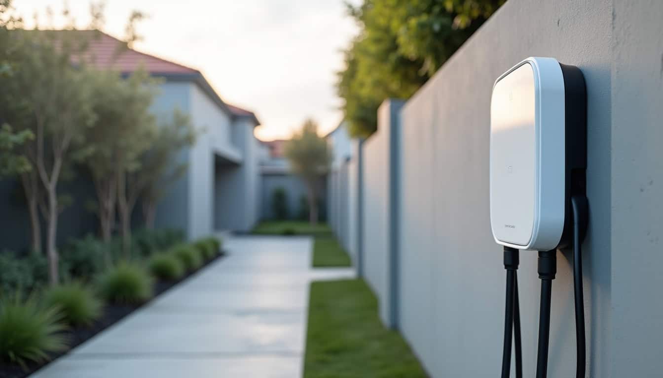 Installation d'une borne murale de recharge électrique sur un mur extérieur