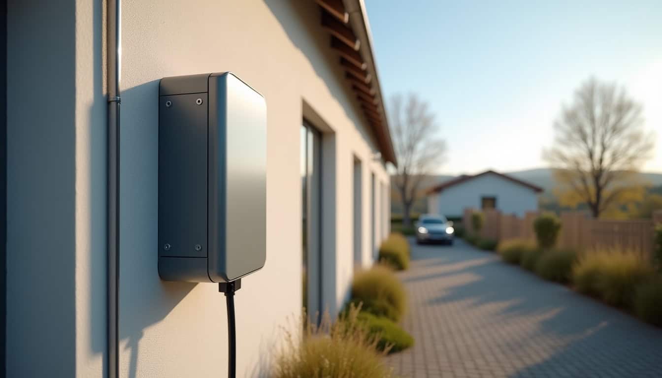 Installation d'une wallbox électrique à l'extérieur d'une maison à Neufchâtel-en-Saosnois