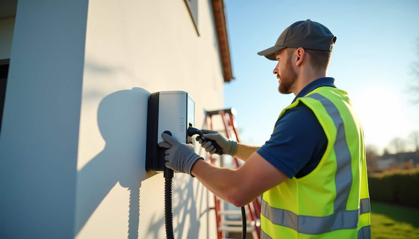 Installation professionnelle d'une borne de recharge murale par un électricien certifié IRVE à Villers-Outréaux