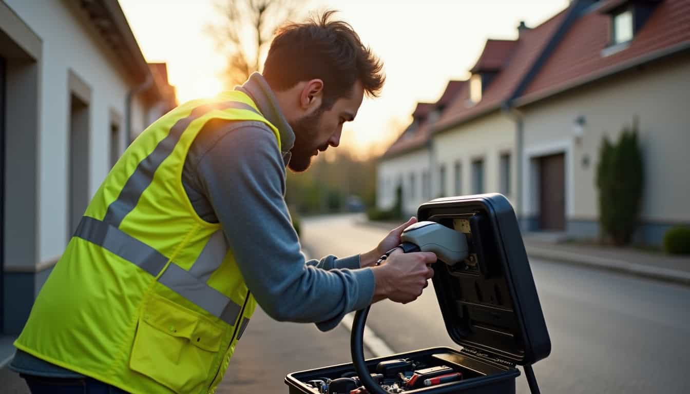 Intervention de maintenance sur une borne de recharge électrique à Lambersart
