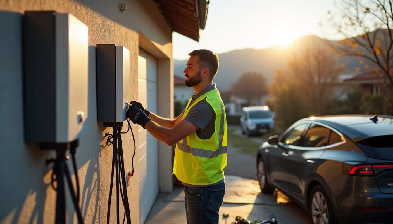 Intervention d'un électricien IRVE lors de l'installation d'une borne électrique à Saint-Hippolyte-du-Fort
