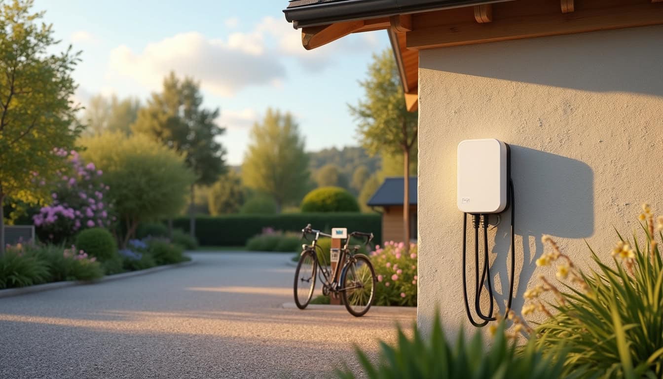 Modèle de borne de recharge murale installée à l'extérieur d'une maison à Truchtersheim