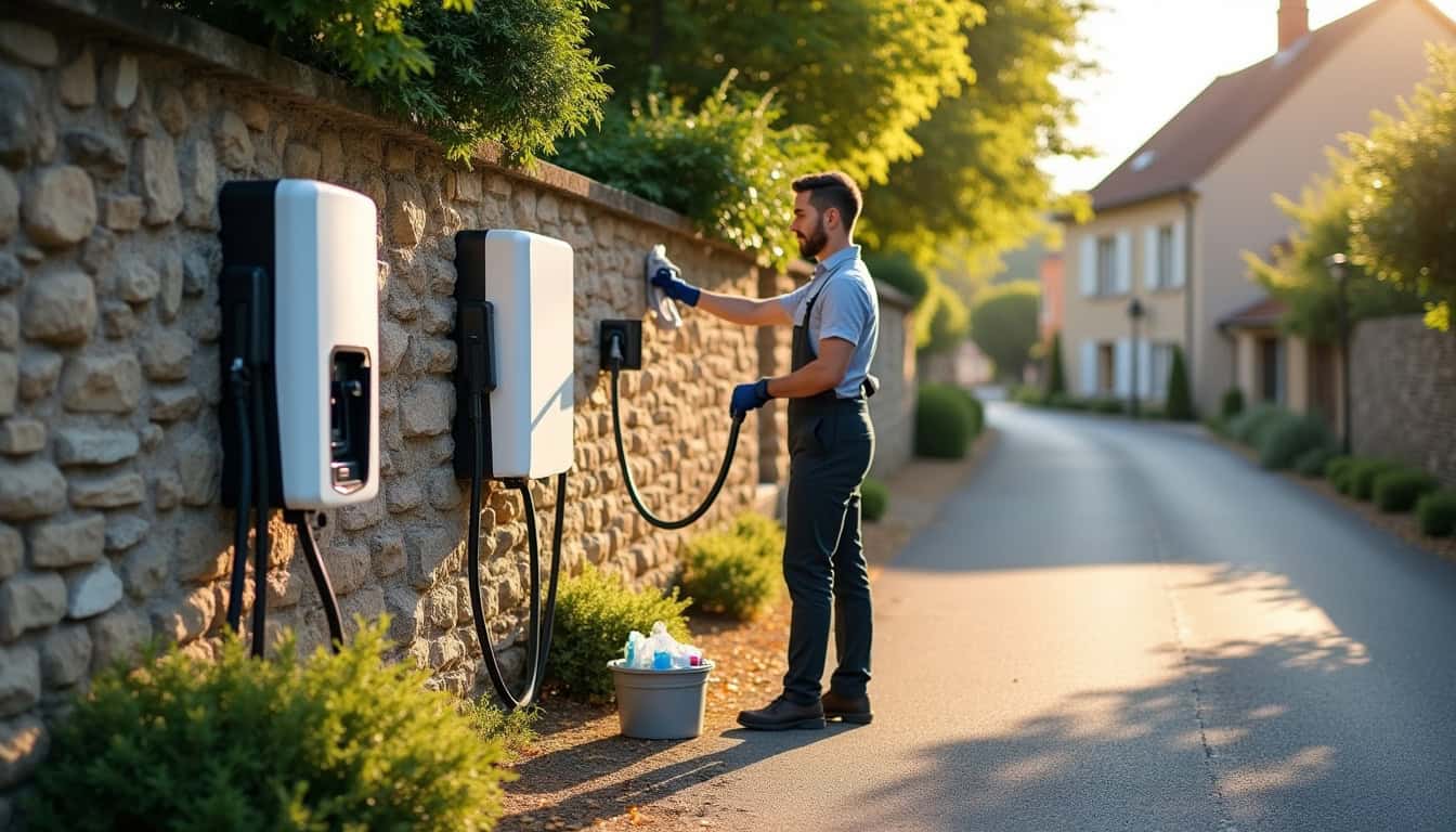 Nettoyage et entretien d'une borne de recharge électrique en extérieur à Parcé-sur-Sarthe