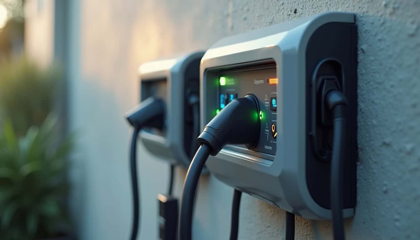 Panneau de commande d'une borne de recharge électrique en cours d'installation