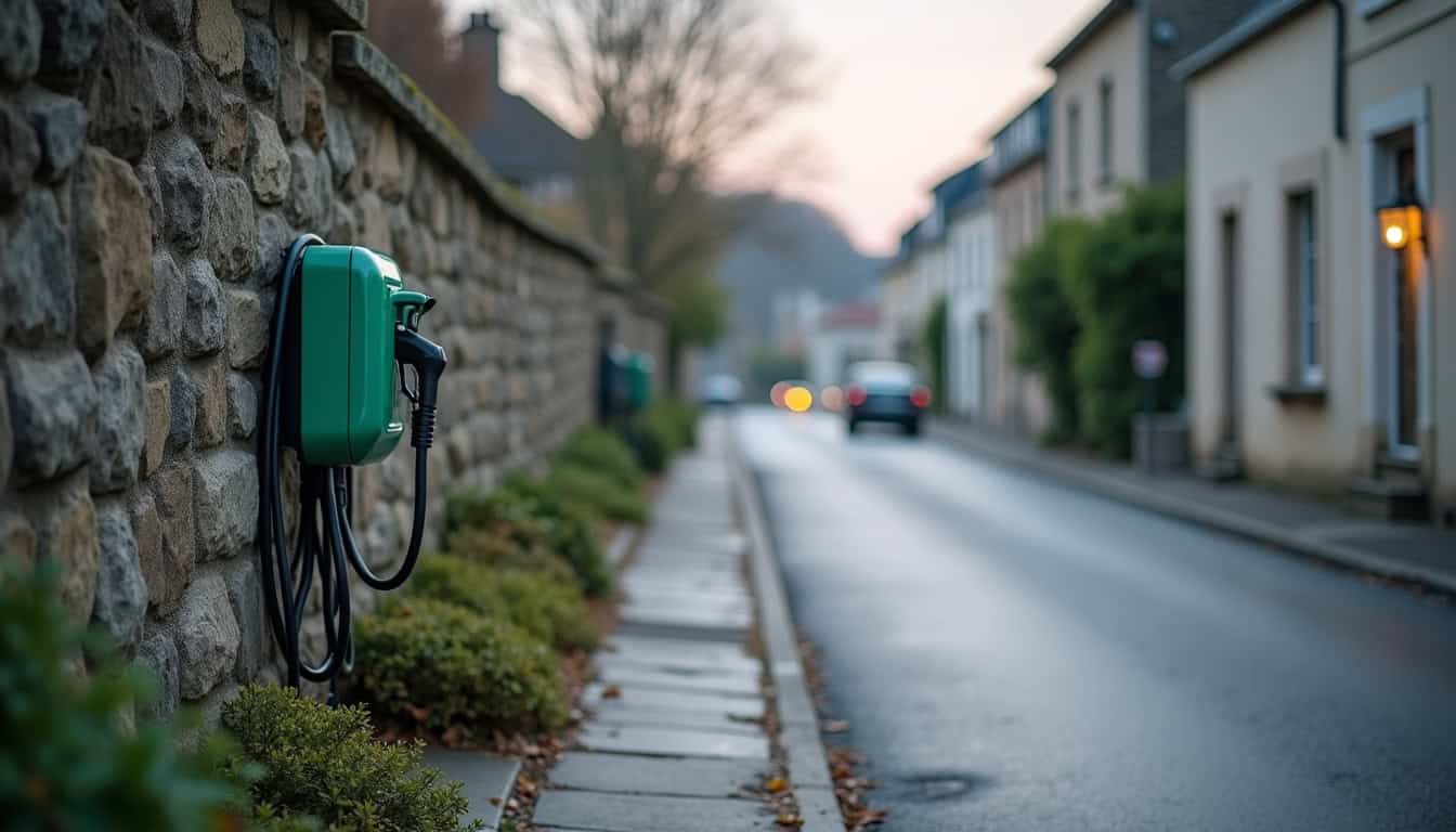 Photo d'une borne de recharge publique située Rue du Pont Douar à Brech, Morbihan