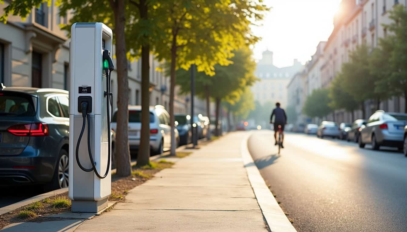Photo d'une borne de recharge publique sur l'avenue Henri Barbusse à Soues
