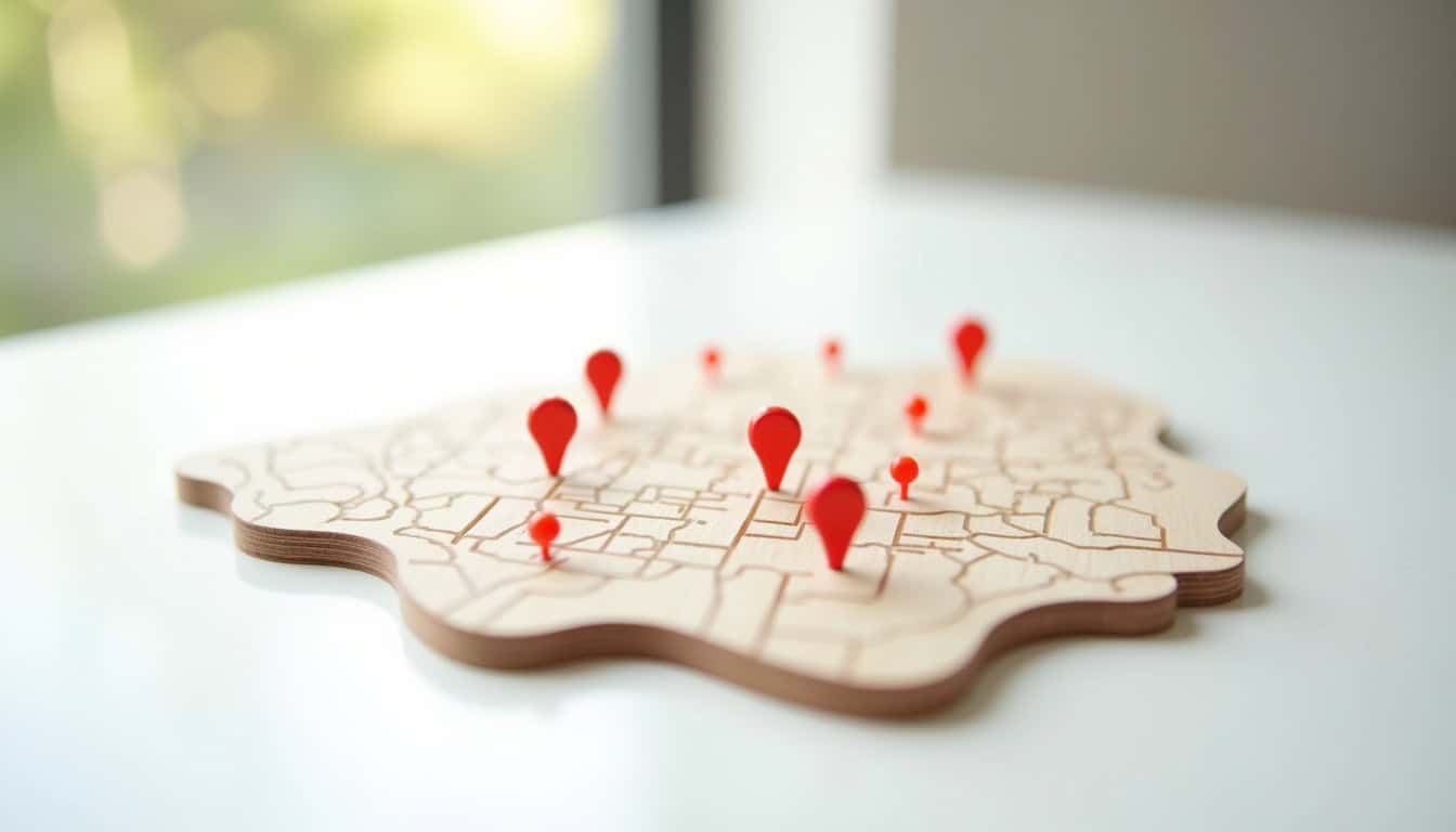 Plan de la ville de Lucinges avec localisation des bornes publiques de recharge électrique